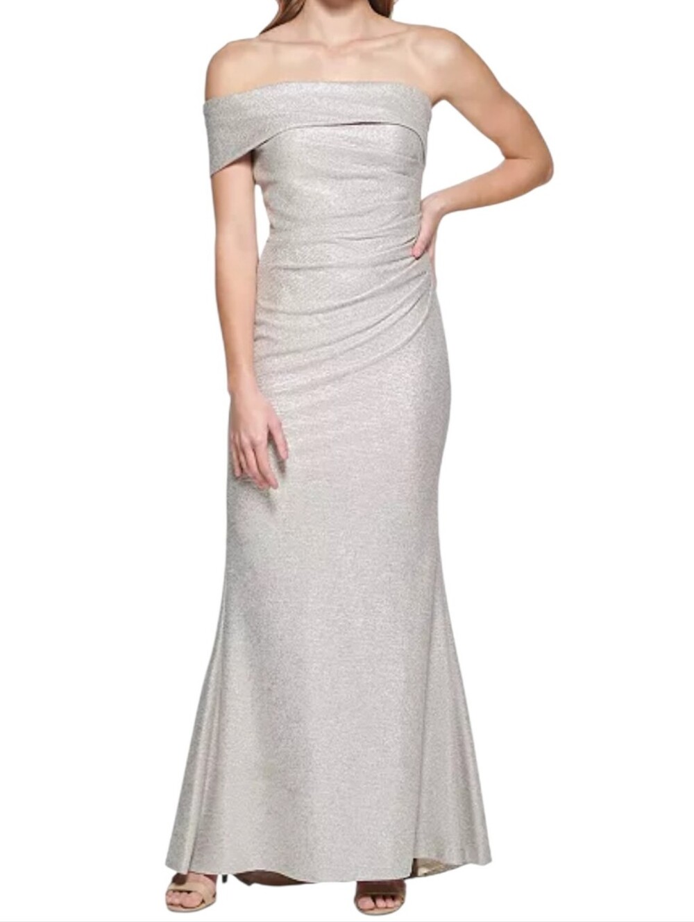 Eliza J One Shoulder Side Tucked Maxi Formal Gown Size 6 Wedding Black Tie Event